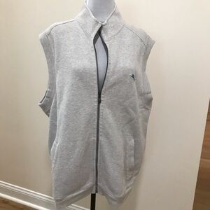 Tommy Bahama Gray Sleeveless Zip-Up Vest Large